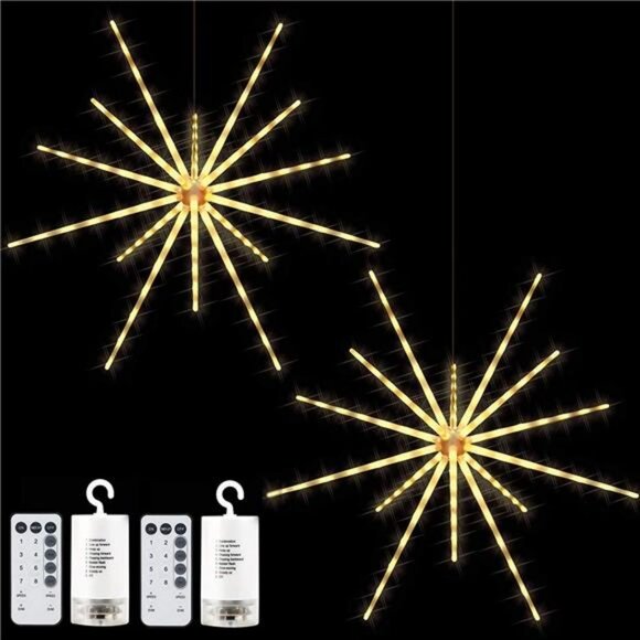 2 Pack 224 LED Hanging Starburst Light, Firework Fairy...